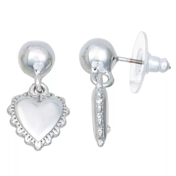 Vera Wang Jewelry - VERA WANG Romantic Heart Silver Drop Earrings**NEW!